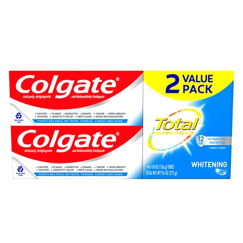Colgate Total Toothpaste Whitening Gel, Whitening Mint, 4.8 Ounce (Pack of 2)