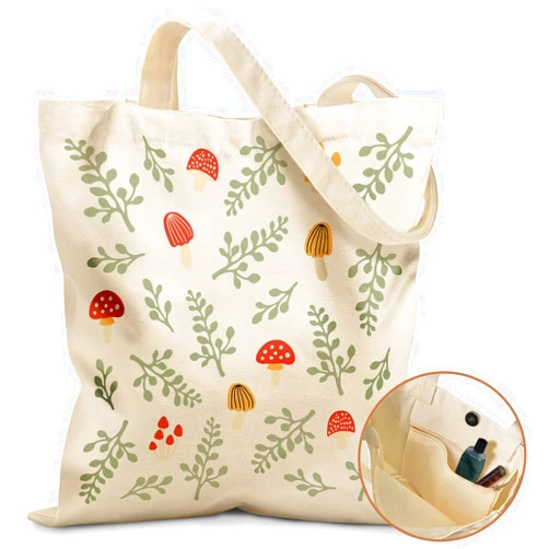 Miss Adola Aesthetic Tote Bag for Girls - with Magnetic Buckle and Zipper Inner Pocket for Women Lady Canvas Cotton Tote Bag
