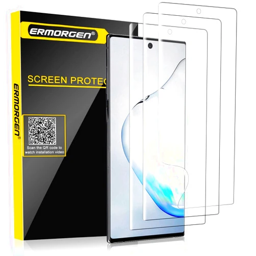 Ermorgen (3 Pack) TPU Screen Protector Compatible for Samsung Galaxy Note 10 High Definition Edge to Edge (Full Coverage) Case Friendly Anti-Scratch Bubble-Free