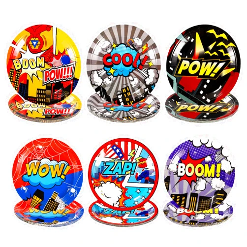 XIHIRCD 60pcs Hero Birthday Party Plates, Hero Birthday Party Supplies Theme Party Plates Supplies Super Theme Disposable Super Plates for Party Decorations (Hero City Theme)