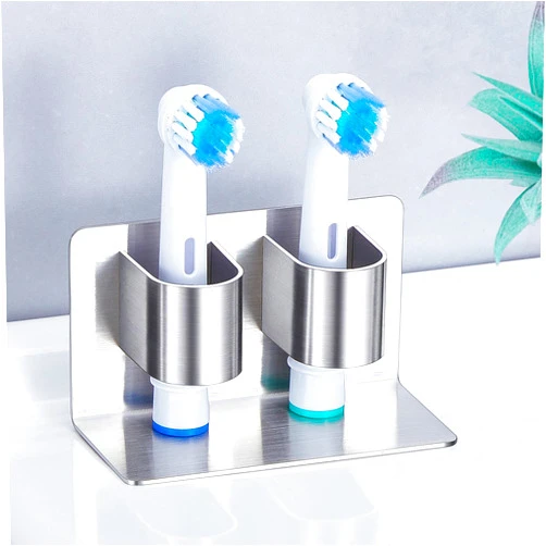 YAYINLI Toothbrush Head Holders, Stainless Steel Electric Tooth Brush Head Holder, Wall Mounted Tooth Brushing Holder for Bathrooms Shower, Adhesive or Freestanding Toothbrush Razor Holder Organizer