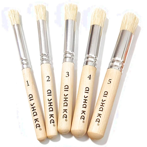 Auhoahsil Stencil Brushes Set, 5 Pcs Natural Bristle Wooden Handle Template Brushes for Wood Wall Model House Painting, Stencil Projects, Card Making, DIY, Crafts and Acrylic Oil Watercolor Painting