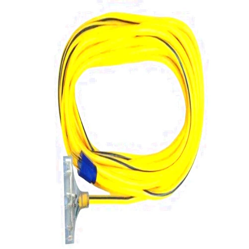 Voltec 05-00125 12/3 SJTW Outdoor Power Block Extension Cord with Lighted End, 100-Foot, Yellow with Blue Stripe