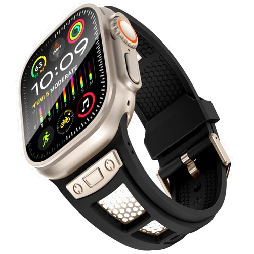 CHANCHY Compatible with Apple Watch Band for Apple Watch Ultra 2 Band Apple Watch Ultra 49mm 45mm 44mm 42mm for Men, Soft Silicone Wristbands Rubber Band Metal Hardware iWatch Series 9 8 7 6 5 4 SE2