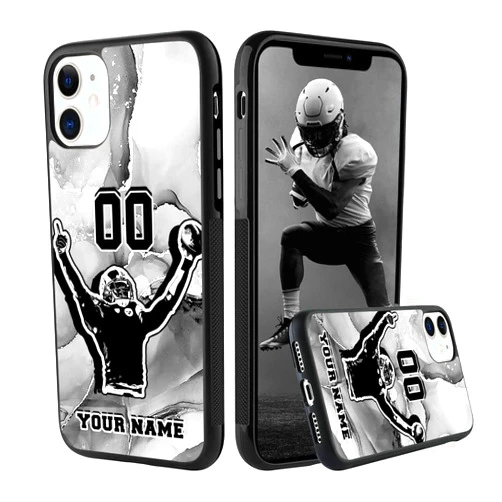 Generic Marble Design Personalized Name & Number Custom Football Phone Case for iPhone 15 14 13 12 11 Pro Max Samsung Galaxy S23 S22 S21 S20 FE Note 20 A14 A54 A03S A53 A13 for Football Players Men Boys