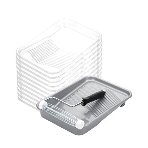 Bates Choice Bates- Paint Tray Set, 9-Inch, 12 pcs, Plastic Paint Tray with 10 Tray Liner, Textured Deep Capacity Disposable Paint Tray with Wire Roller Frame, Paint Pan Liners, Transparent Paint Pans Trays