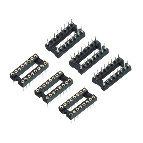 MECCANIXITY DIP IC Chip Socket Adapter Round Pin 16P 2.54mm Pitch IC Socket for PCB Board Chip, 6 Pack