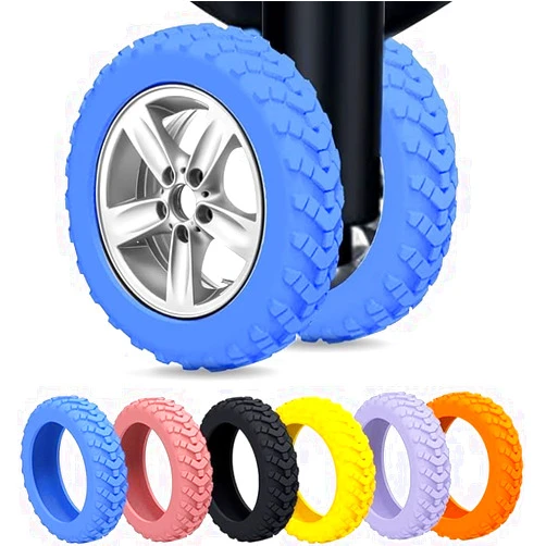 Baoyemes Luggage Silicone Wheel Covers - 8 PCS Wheel Protector Covers for Most Suitcase Wheels - Wear-Resistant - Anti-Noise - Wheel Covers for Luggage&Office Chair Caster Wheels (Blue)