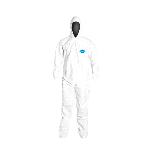 Liberty Glove & Safety 18122M PermaGard Micro-Porous Film Over SpunBonded Polypropylene Zipper Front Coverall with Hood and Boots, Medium (Case of 25)