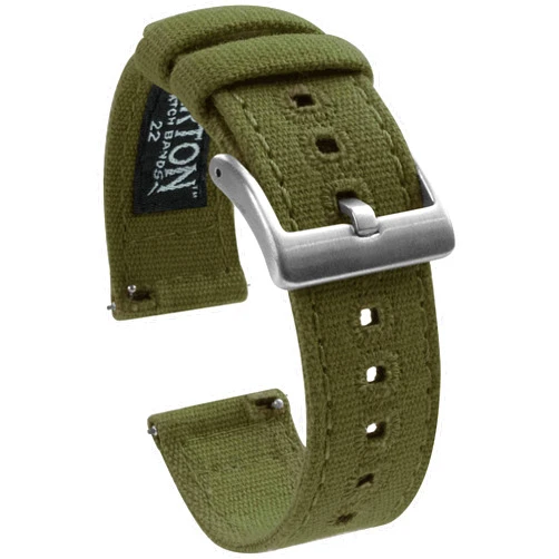 BARTON WATCH BANDS BARTON Canvas Quick Release Watch Band Straps - Choose Color & Width - 18mm, 19mm, 20mm, 21mm, 22mm, 23mm, or 24mm