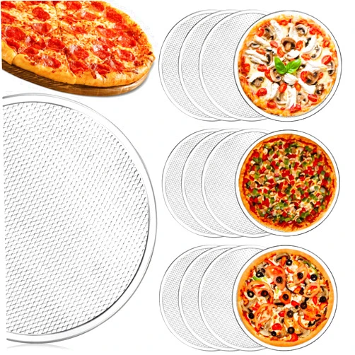 RHBLME 12 Pack Pizza Screen, Nonstick 12 Inch Pizza Screen Aluminum Alloy Pizza Pan for Oven, Seamless Rim & Rust-Free, Pizza Crisper Tray Pizza Baking Pan for BBQ, Kitchen, Commercial