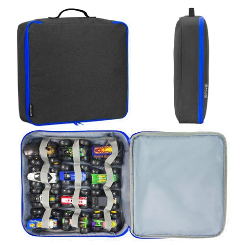 KISLANE Carrying Case for 12 Monster Jam Toy Trucks, Kids Cars Storage Bag - Black