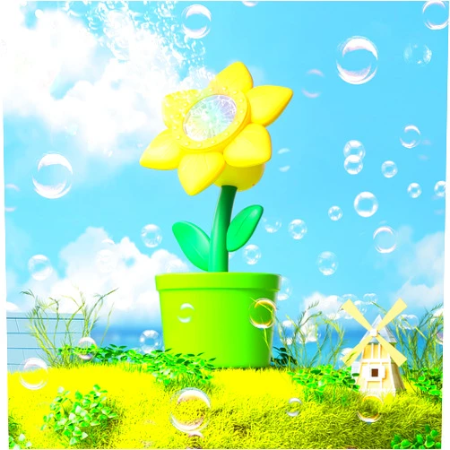 VIBIRIT Sunflower Bubble Machine for Kids,20000+Bubbles with 3 Bottles of Bubble Refill,Kids Toys for Children 3+ Years, Outdoor Toys, Summer Toys,Easter,Birthday Gifts (Batteries Not Included)