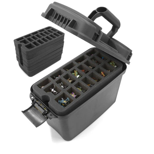 CASEMATIX Miniature Storage Hard Shell Figure Case - 105 Slot Figurine Carrying Case with Customizable Foam Tray Compatible with Warhammer 40k, DND & More!