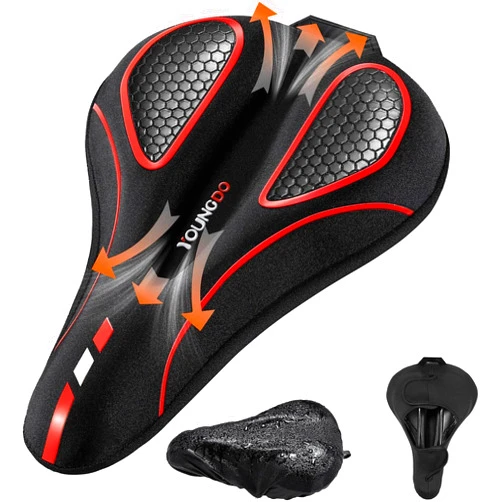 YOUNGDO Bike Seat Cushion with Waterproof Gel Bike Seat Cover, 11.2