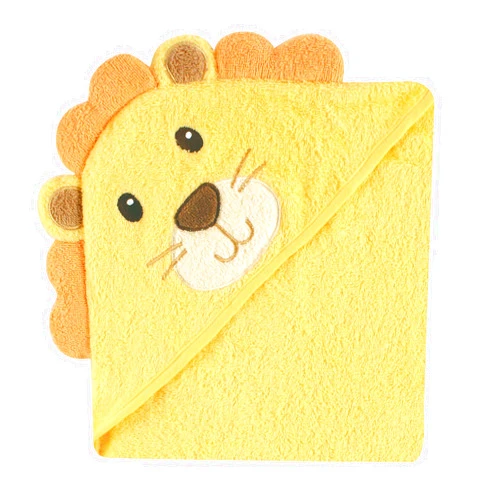 Luvable Friends Unisex Baby Cotton Animal Face Hooded Towel, Lion, One Size