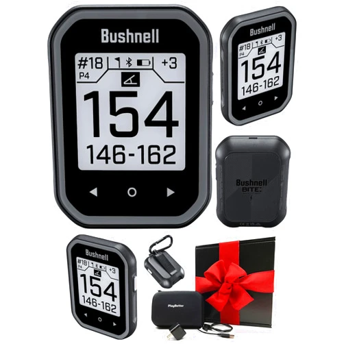 PlayBetter Bushnell Phantom 3 (Black) Slope Golf GPS Handheld Gift Box Bundle - Touchscreen, Auto Course, Hole Recognition & Auto-Prompt Score Entry with PlayBetter Wall Adapter & Protective Case