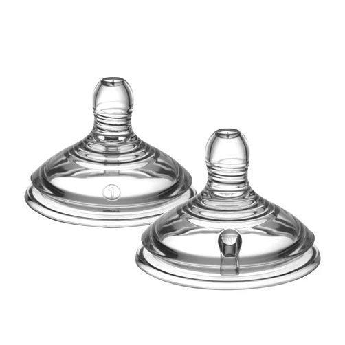 Tommee Tippee Natural Start Baby Bottle Nipples, Slow Flow, 0m+, Pack of 2 Soft Silicone Breast-Like Bottle Nipples for a Natural Latch with Anti-Colic Valve