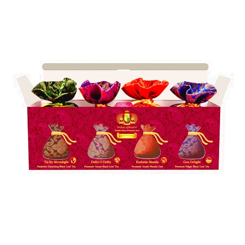 INDIAN SPLENDOR | Premium High-Grade Teas Combo | Exclusively Handpicked | DARJEELING + ASSAM + NILGIRI + MASALA CHAI - 1.76oz x 4 = 7.04oz (100 Cups).