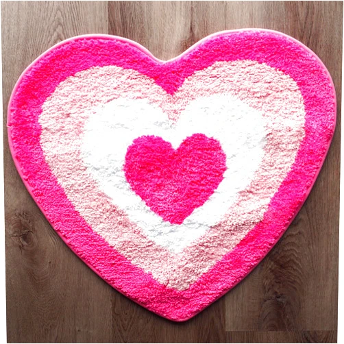 Evovee Pink Heart Bath Mat Hot Pink Rug Funny Cute Bathroom Decor Valentine Shower Rugs Retro Funky Bedroom Aesthetic Fun Preppy Cool Apartment College Novelty Washable Bathmat Girl
