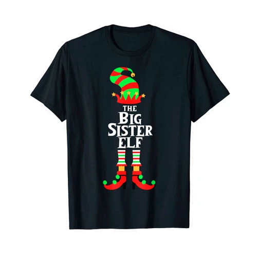 Elf Family Christmas Matching Group Design Studio THE BIG SISTER ELF Family Christmas Matching Group Design T-Shirt