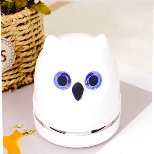 Hallocool Owl Crumb Vacuum Cleaner Mini Desktop Vacuum Cleaner USB Recharging Tabletop Vacuum Sweeper for Cleaning Eraser Crumbs Pencil Shavings Cookie Crumbs Paper Scrapers Pet Fur