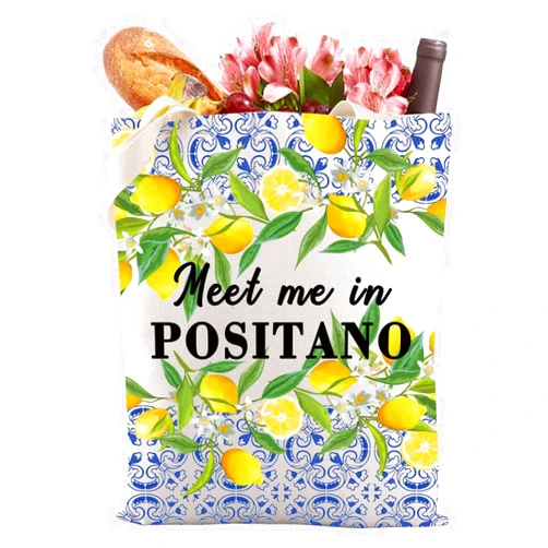 Gzrlyf Positano Tote Bag Italy Amalfi Coast Lemons Gift Italian Lemon Gift Positano Travel Bag Positano Souvenirs Beach Bag