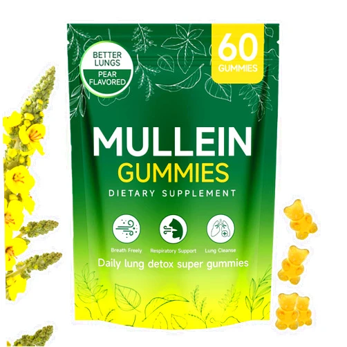 Aevezom Mullein Gummies for Lungs-2000mg Mullein Leaf Herb Extract-Natural Herbal Supplement,Respiratory,Digestive,Immune Support-Lung Cleanse for Smoker 60 Gummies (1)