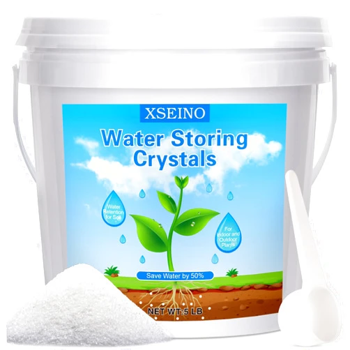 XSEINO 5LB Water Storing Crystals for Plants, Water Gel Solves Plant Over-Watering and Drought Problems, Keeps The Soil Moist, Small Water Storing Polymer Crystals for Plants