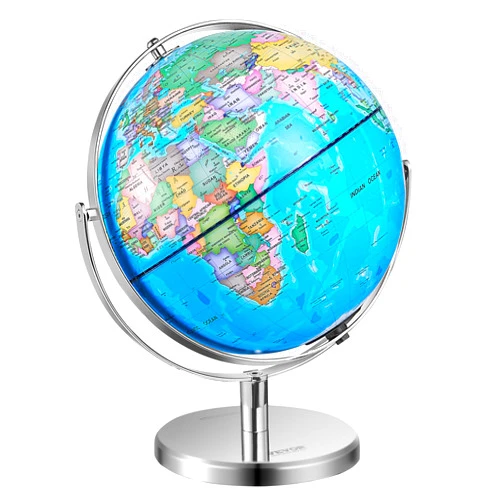 VEVOR Rotating World Globe with Stand, 13 in/330.2 mm, Educational Geographic Globe with Precise Time Zone ABS Material, 720° Spinning Globe for Kids Children Learning Classroom Geography Education