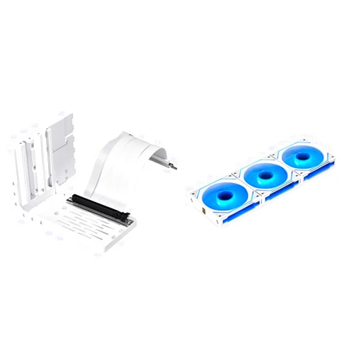 Lian Li 4-Slot GPU Kit with Gen 4 Riser White and 120mm SL Infinity Triple Fan Pack White with Controller