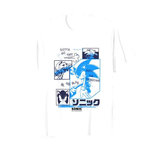 Sonic The Hedgehog Gotta Go Fast Vintage Sketch Panels T-Shirt