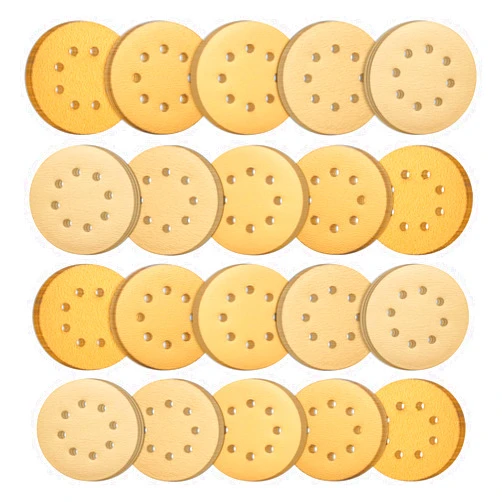 S SATC 100PCS 5 Inch Sanding Discs 60/80/120/150/220 Grits Gold Sanding Discs Hook and Loop 8 Holes Sandpaper Orbital Sander