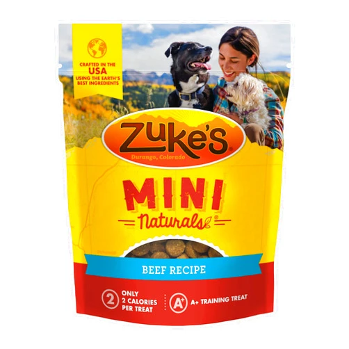 Zuke's Mini Naturals Dog Training Treats, Salmon Recipe, Soft Mini Dog Treats with Vitamins & Minerals, Made for All Breeds, Beef, 16 Ounce (Pack of 1)