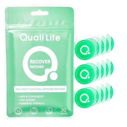QualiLife Party Recovery Patches - Wake Up Refreshed After Party, Pre-Drinking Use - Natural Ingredients for Morning Recovery, 30 Count