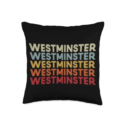 Westminster Louisiana Westminster LA Retro Vintage Text Throw Pillow, 16x16, Multicolor