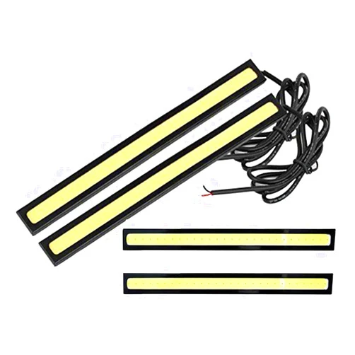 YankMooM 4Pieces Daytime Running Lights DRL Led Strip for Cars Waterproof COB Lights Truck Boat Bike Universal 17CM 12V Driving Lighting(White)