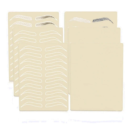 Whalrace PMU Practice Skin, 6 Piece Microblading Practice Skin, Double Sided Eyebrow Practice Skin Microblading Supplies, Tattoo Practice Skins No Pigment Needed - White