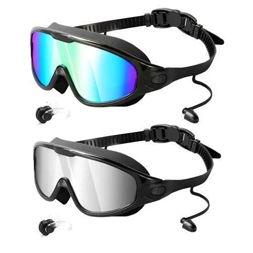 Rantizon Swim Goggles 2 Pack, Wide View Anti Fog&UV Swimming Goggles for Audlt, No Leaking Swim Glasses for Men Women Youth