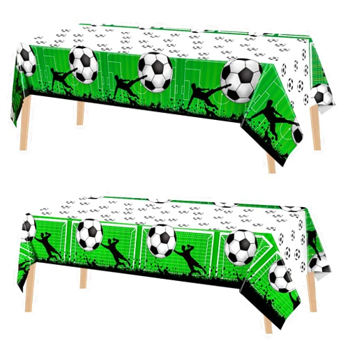 Kochorie 2 Pieces Soccer Party Tablecloth Plastic Soccer Themed Tablecover Disposable Rectangle Soccer Tablecloths Sports Themed Party Decoration for Soccer Birthday Party Supplies