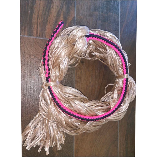 EPT Bull Ropes Adult Saddle Bronc Reins Extra Soft Black & Pink Cord on Tan Poly 6'