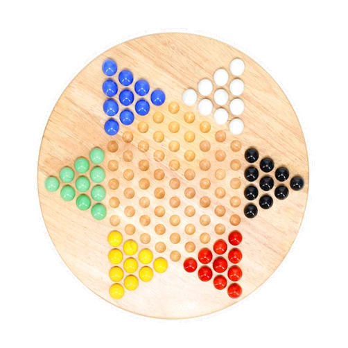 WE Games Classic Wooden Chinese Checkers Set with Glass Marbles - 11.5 in