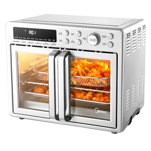 Midea Flexify French Door Toaster Oven Air Fryer Combo, 26.4 QT, Extra Large Air Fryer Countertop Oven 10-in-1 Combo, 25% Faster Cooking and 90% Less Oil, Stainless Steel