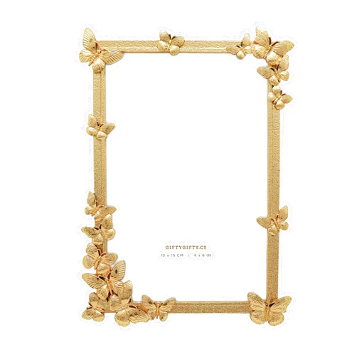 GIFTY GIFTY Decorative Butterfly Photo Frame / 4x6 in | for Vertical Display on Tabletops | Perfect for Home Decor, Wedding, Vacation, Graduation, Or Any Milestone Photos (Gold)