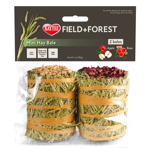 Kaytee Field+Forest Mini Hay Bales Apple and Rose 2 Pack 7 Ounces