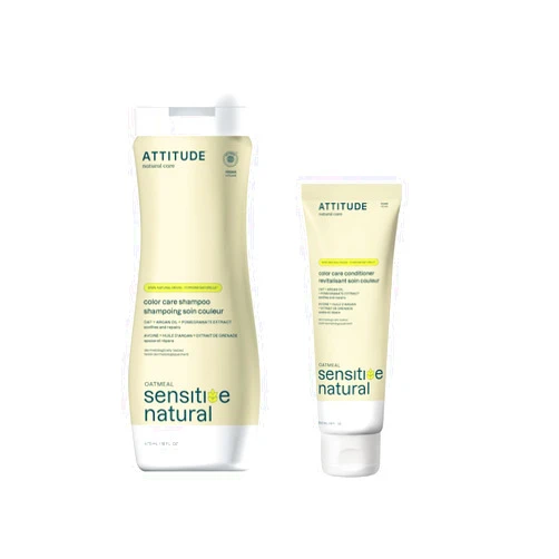 ATTITUDE Bundle of ATTITUDE Color Care Shampoo and Conditioner for Sensitive Skin with Oat and Argan Oil, Dermatologically Tested, Vegan