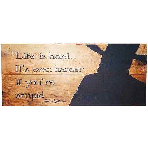APILOT Retro New Metal Tin Sign Sarcastic Decor Life is Hard It's Even Harder If You're Stupid Style Wooden Sign 6x12inch Hanging Sign for Home Bar Club Bedroom Garden Shop Wall Art Decor