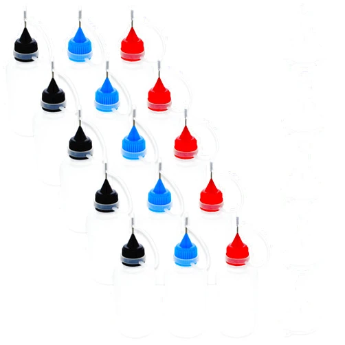 Jigitz Quilling Glue Bottle Set 15-Pack - 1oz Precision Tip Applicator Bottles with Mini Funnels for Paint, Glue, Ink