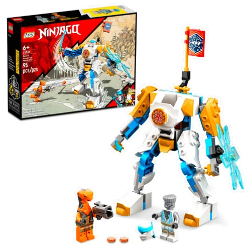 LEGO NINJAGO Zane’s Power Up Mech EVO Action Figure with Cobra Snake and Zane Minifigure, 71761 Collectible Mission Banner Series, Ninja Toys for Kids