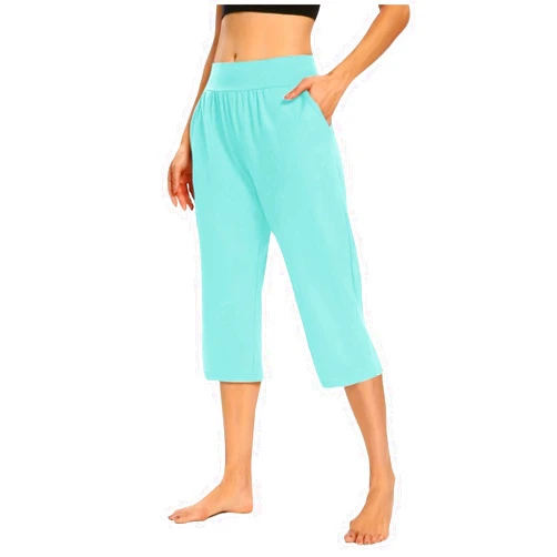 ADHOWBEW Capri Pants for Women High Waist Tummy Control Yoga Capris with Pockets